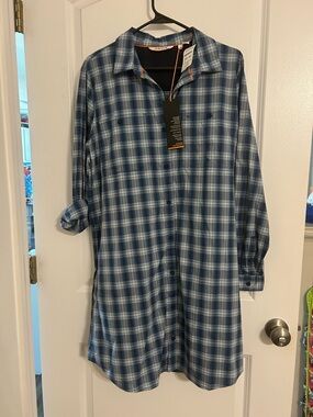 Orvis Women’s Blue Plaid Button-Up Dress